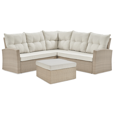 ALATERRE FURNITURE Canaan All-Weather Wicker Outdoor Seating Set, Overall Length: 78 AWWC013359CC